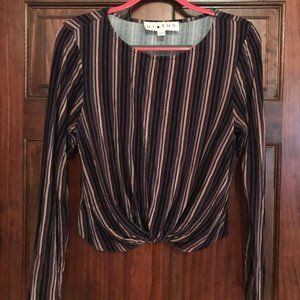 Hiatus purple/black/yellow striped long-sleeve shirt size M